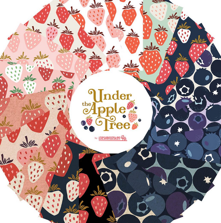 Cotton+Steel - Loes van Oosten - Under the Apple Tree II - Queen Of Berries in After Midnight (Unbleached Canvas)