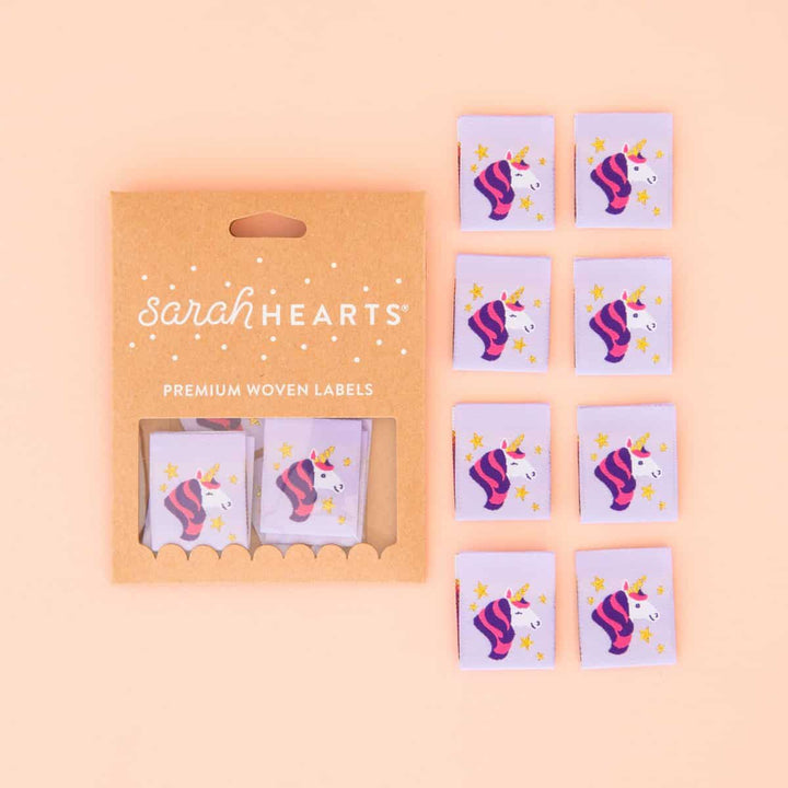 Webetiketten von Sarah Hearts: Unicorn (8 Stück)