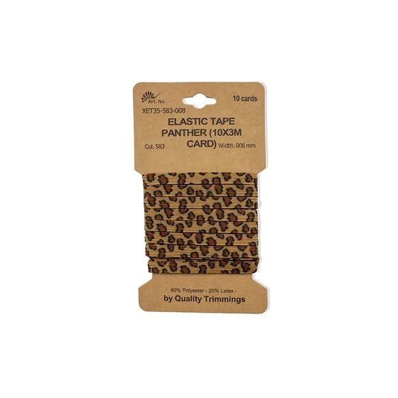 Flachgummi 8 mm Camel mit Leo-Design