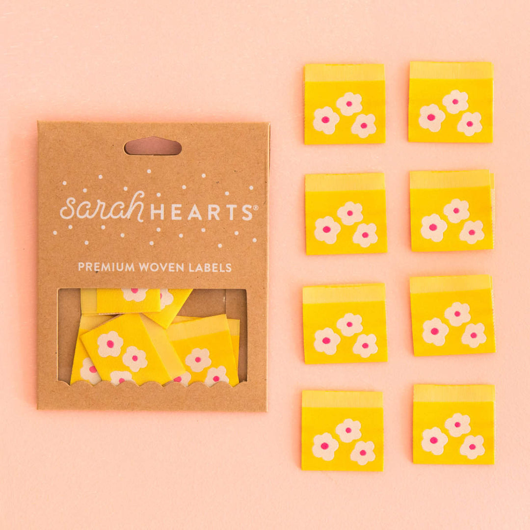 Webetiketten von Sarah Hearts: Yellow Daisy (8 Stück)