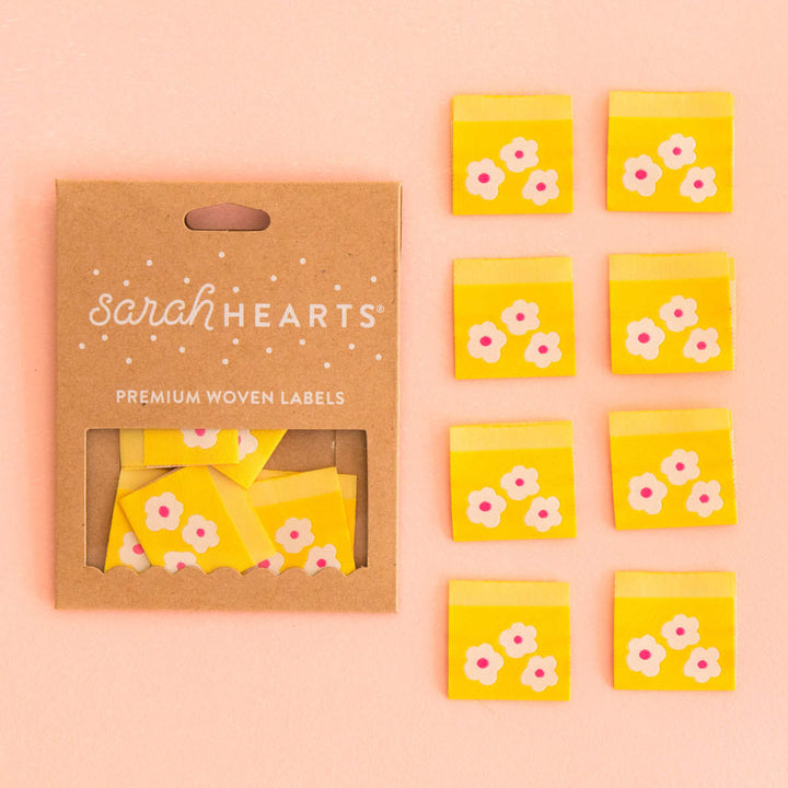 Webetiketten von Sarah Hearts: Yellow Daisy (8 Stück)