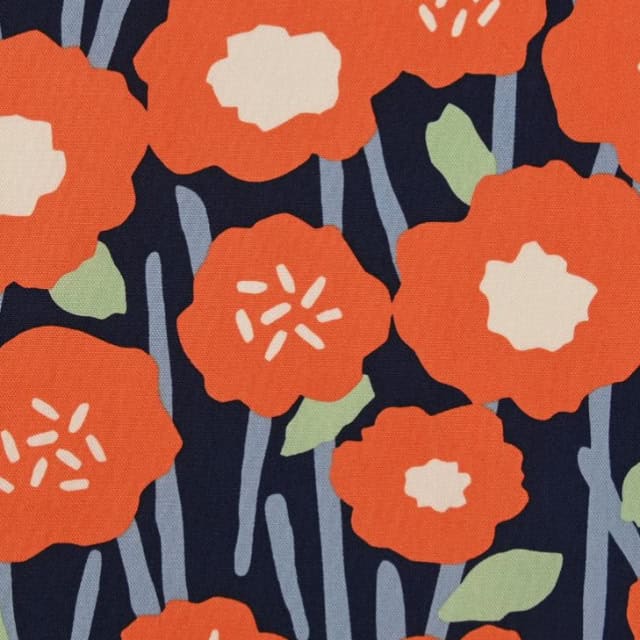 Kokka - Picnic Flower Tough Guard Oxford in Rot (Coated Canvas)