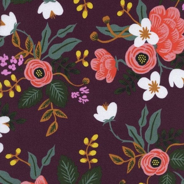 Rifle Paper Co. - Les Fleurs - Birch Floral - Eggplant (Rayon/Viskose)