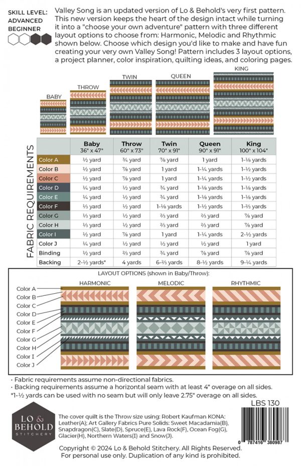 Schnittmuster Quilt "Valley Song" von Lo & Behold Stitchery – Bild 2