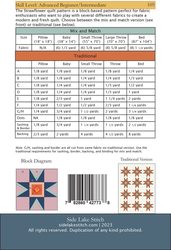 Schnittmuster Quilt "Stawflower" von Side Lake Stitch (englisch) – Bild 2