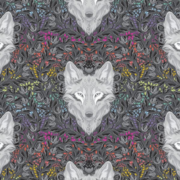 Vorverkauf - Tula Pink - Graywork - Wolf of Pink Street in Carbon