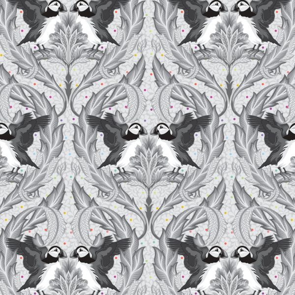 Vorverkauf - Tula Pink - Graywork - Huffin and Puffin in Whisper