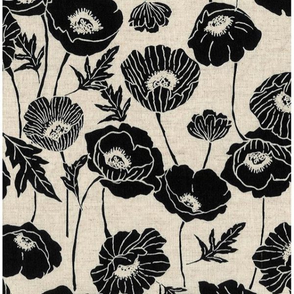 Kokka – One Flower Poppy in Schwarz/Natur