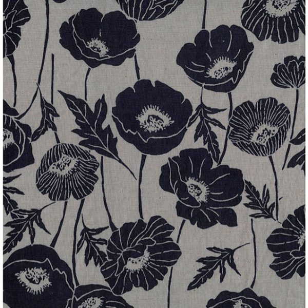 Kokka – One Flower Poppy in Schwarz/Greige