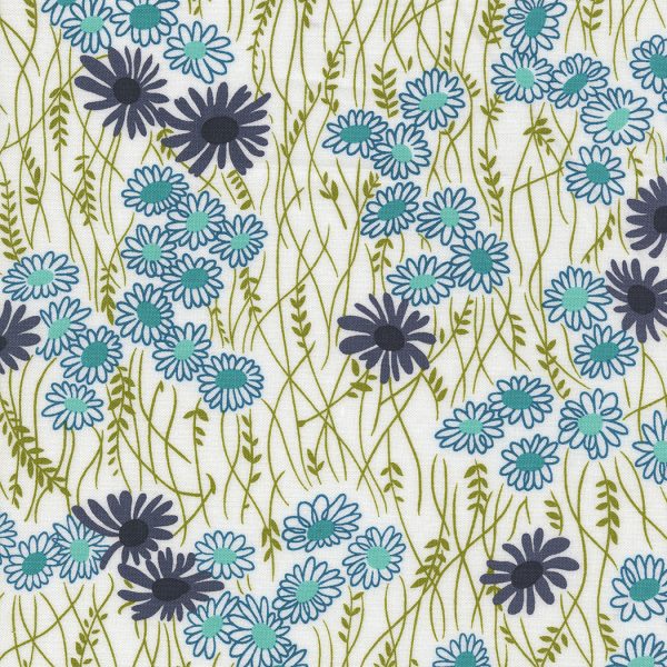 Moda Fabrics - V and Co. - Color Crush - Minge Florals in Off White and Turquoise