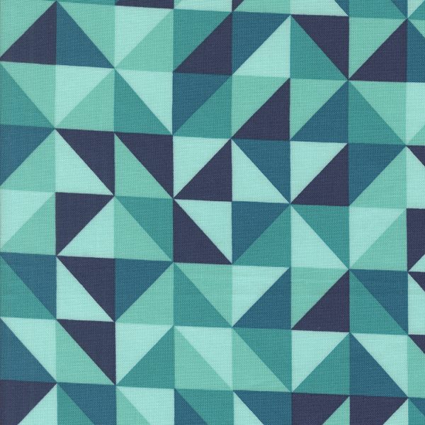 Moda Fabrics - V and Co. - Color Crush - Prism Geometric Half Square Triangle in Turquoise