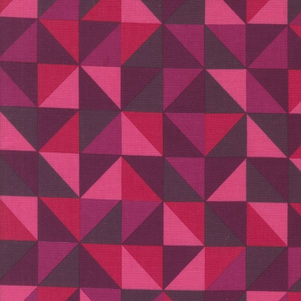 Moda Fabrics - V and Co. - Color Crush - Prism Geometric Half Square Triangle in Magenta