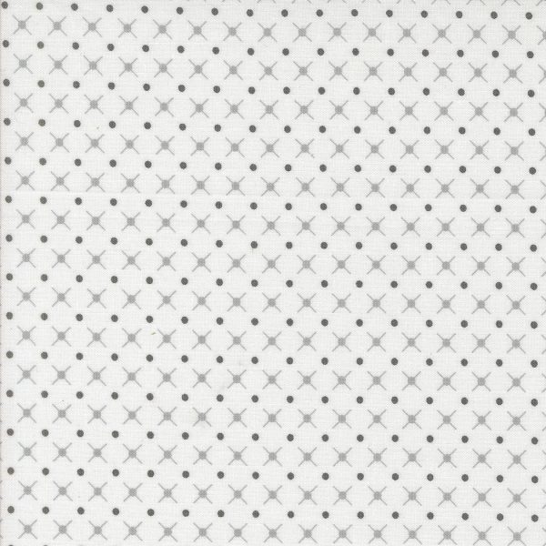 Moda Fabrics - V and Co. - Color Crush - X and O Blenders Dot in Off White and Silver