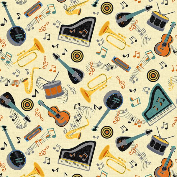 Windham Fabrics - Whistler Studios - Feeling Jazzy  - Live Jazz in Ivory Multi