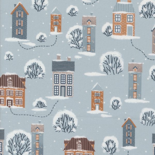 Moda Fabrics - Elena Amo - Purrfect Christmas - Snowy Town in Sky
