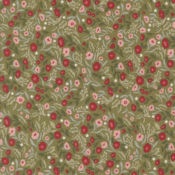 Moda Fabrics - Lella Boutique - Berry And Pine - Christmas Posies in Sage