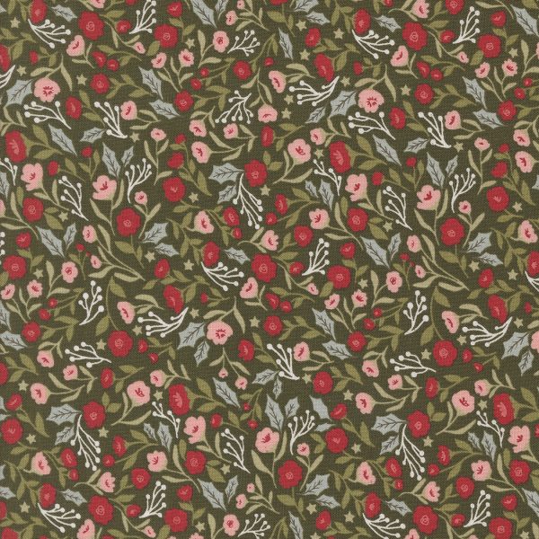 Moda Fabrics - Lella Boutique - Berry And Pine - Christmas Posies in Wintergreen