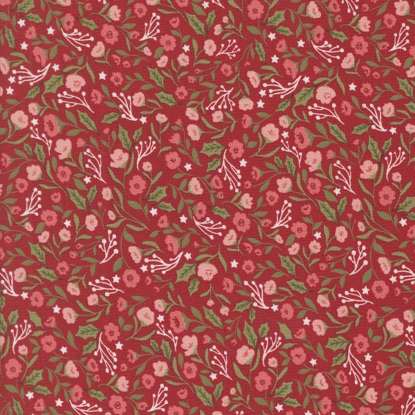 Moda Fabrics - Lella Boutique - Berry And Pine - Christmas Posies in Cranberry