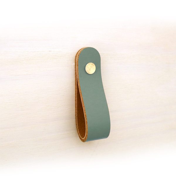 Echtlederriemen als Korbgriff mit 2 Schrauben in Khaki - 17cm
