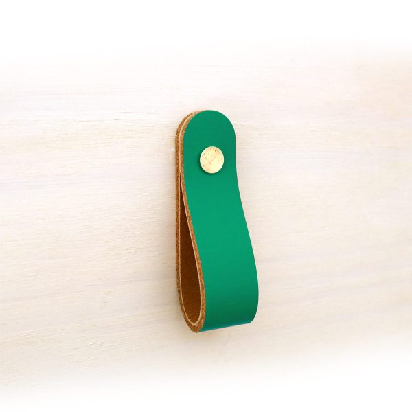 Echtlederriemen als Korbgriff mit 2 Schrauben in Apfelgrün/Menthe - 17cm
