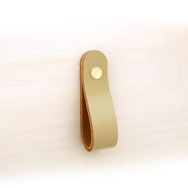 Echtlederriemen als Korbgriff mit 2 Schrauben in Gold - 17cm
