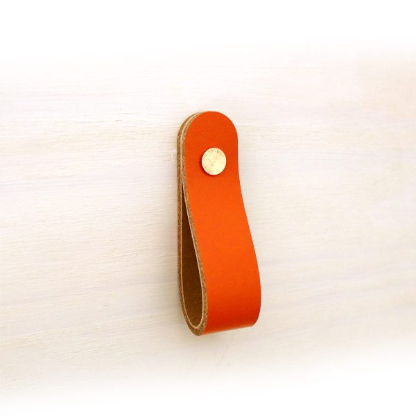 Echtlederriemen als Korbgriff mit 2 Schrauben in Orange - 17cm