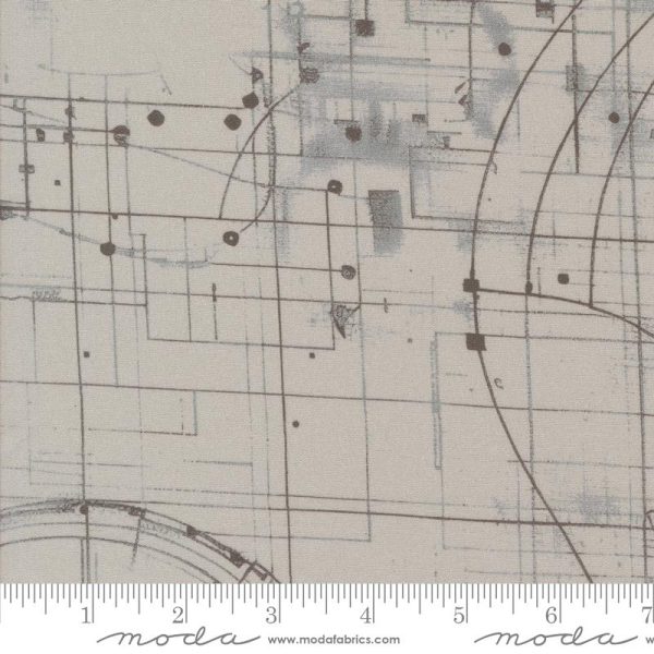 Moda Fabrics - Zen Chic - Modern Backgrounds - Blueprint in Fog (extrabreiter Rückseitenstoff)