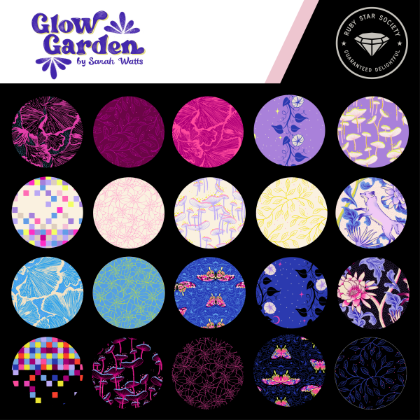Moda Fabrics - Sarah Watts - Glow Garden - Novelty Squares in Blacklight – Bild 2