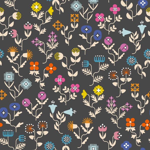 Moda Fabrics - Rashida Coleman Hale - Salutations - Forget Me Not in Soft Black