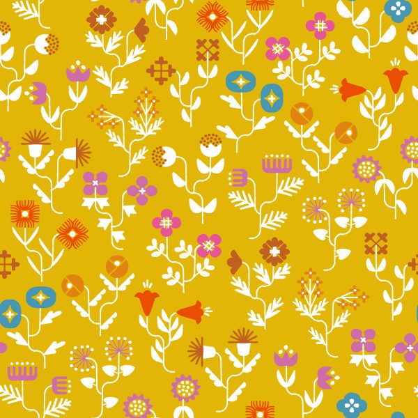 Moda Fabrics - Rashida Coleman Hale - Salutations - Forget Me Not in Goldenrod (Canvas)