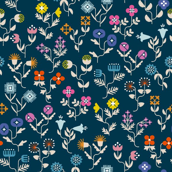 Moda Fabrics - Rashida Coleman Hale - Salutations - Forget Me Not in Navy (Canvas)