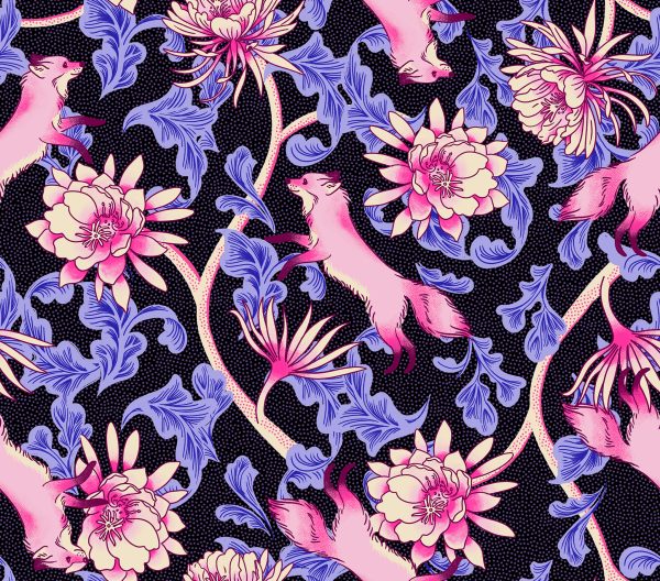 Moda Fabrics - Sarah Watts - Glow Garden - Fox Bloom in Black