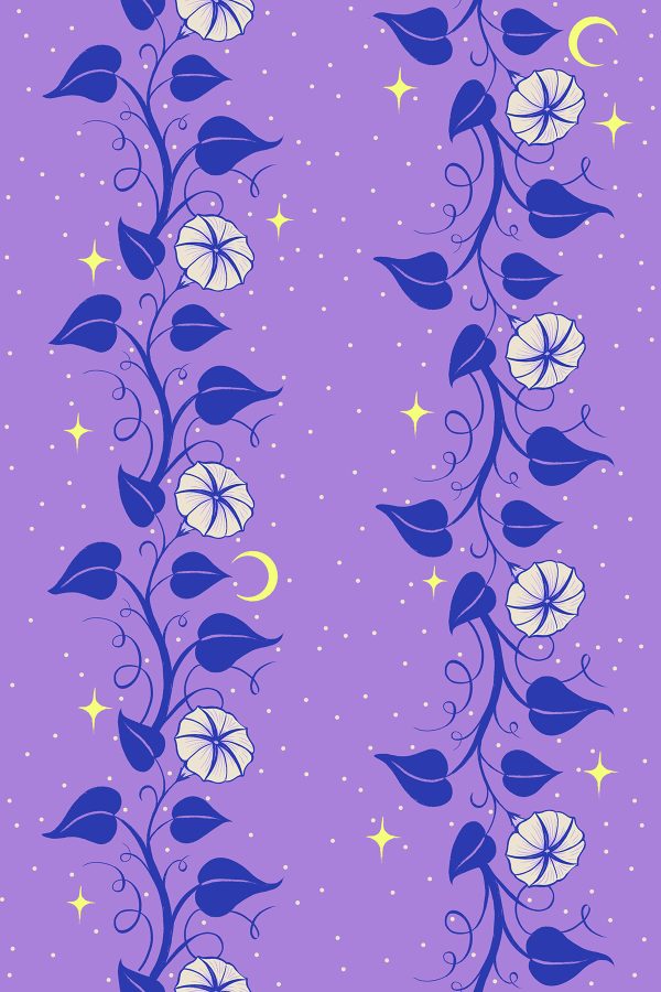 Moda Fabrics - Sarah Watts - Glow Garden - Moon Vines in Amethyst