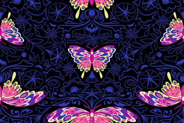 Ruby Star Society - Sarah Watts - Glow Garden - Floral Butterflies in Black