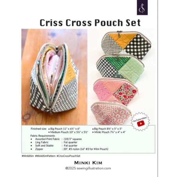 Schnittmuster Tasche "Criss Cross Pouch Set" von Sewing Illustration (englisch)