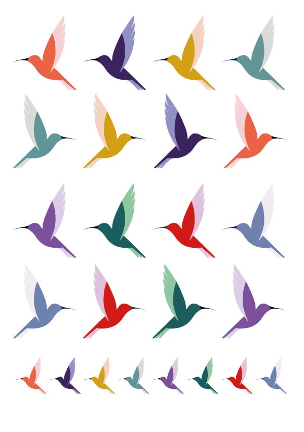 Rub on Aufkleber - A5 Bogen - Design "Kolibri"