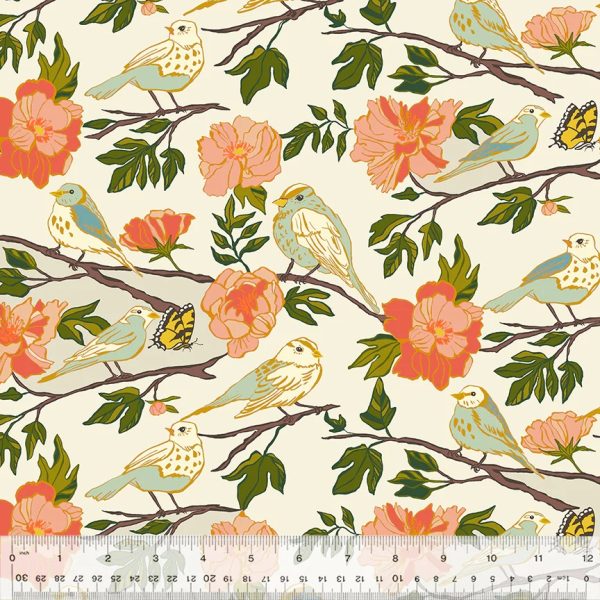 Windham Fabrics - Jennifer Moore/Monaluna - Lush Life - Birds of a Feather in Ivory