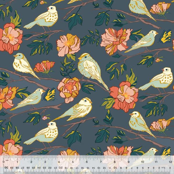 Windham Fabrics - Jennifer Moore/Monaluna - Lush Life - Birds of a Feather in Periwinkle
