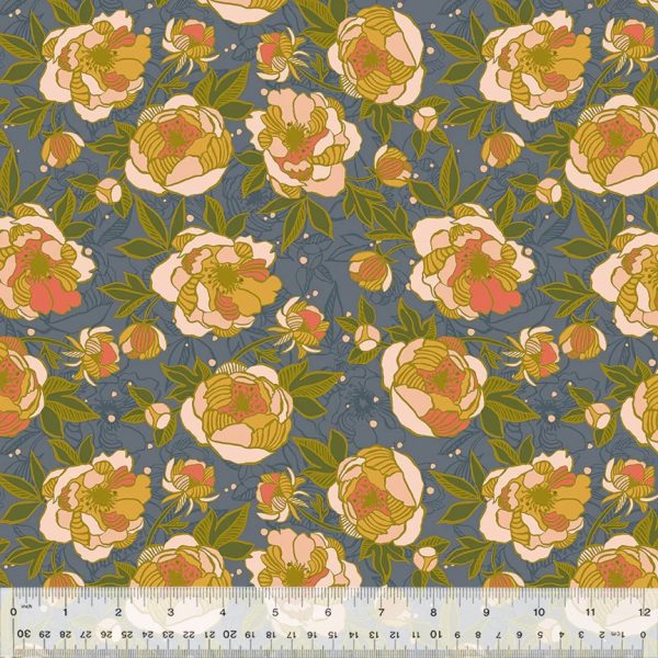 Windham Fabrics - Jennifer Moore/Monaluna - Lush Life - Wild Peonies in Periwinkle