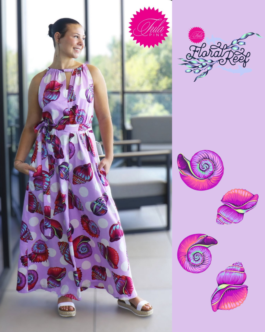 Vorverkauf - Tula Pink - Floral Reef - Big Shelly in Ultraviolet (extrabreiter Rückseitenstoff) – Bild 2