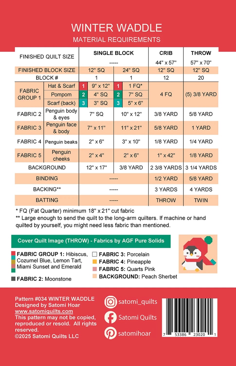 Schnittmuster Quilt "Winter Waddle" von Satomi Quilts (englisch) – Bild 2