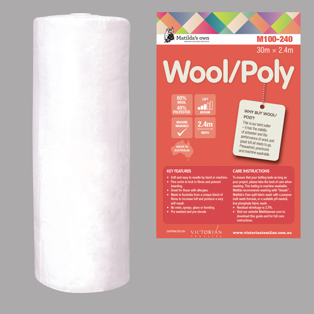 Matilda's Own - Premium Quiltvlies aus 60% Wolle/40% Polyester - 240cm breit - Meterware
